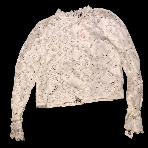 Guyueqiqin White Lace Shirt - Picture 1 of 7